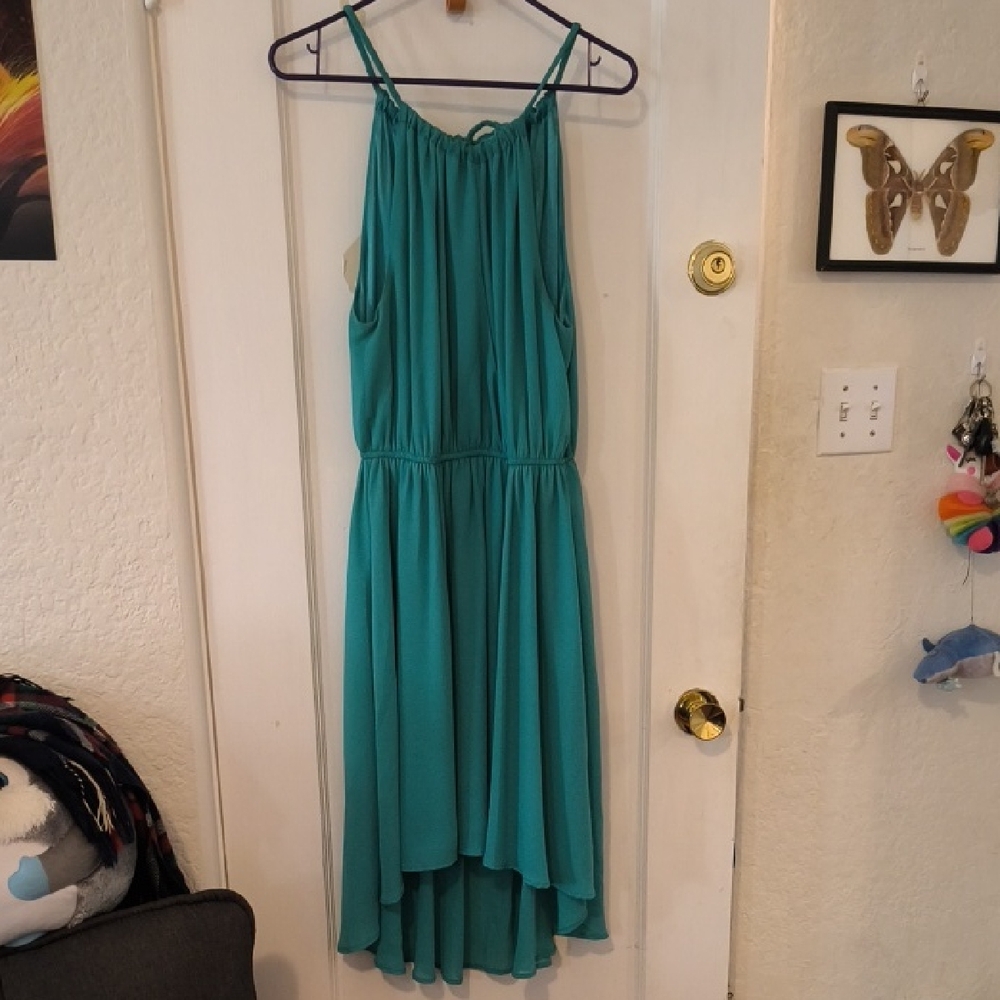 Double Zero | Teal Sleeveless High-Low Dress